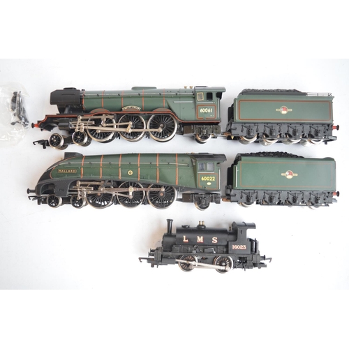 294 - Seven OO gauge electric steam train models from Hornby to include R099 LNER Class A4 