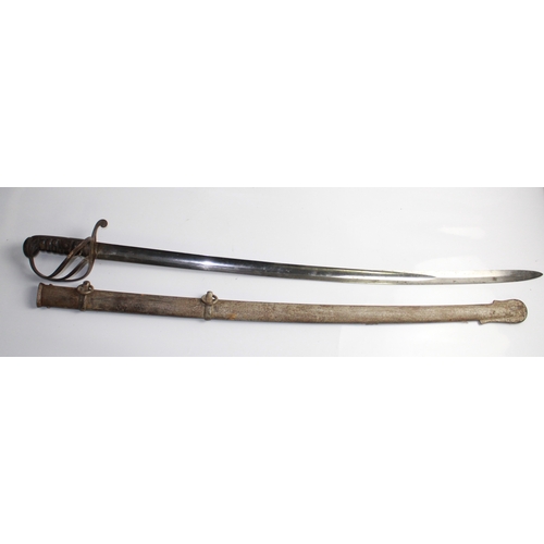 600 - 1821 Pattern Cavalry sword in original metal scabbard. Blade length 90cm