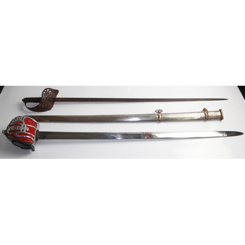 601 - 1897 Infantry Officers Sword, blade length 82cm. Scottish Basket Hilt sword. Blade length 85cm