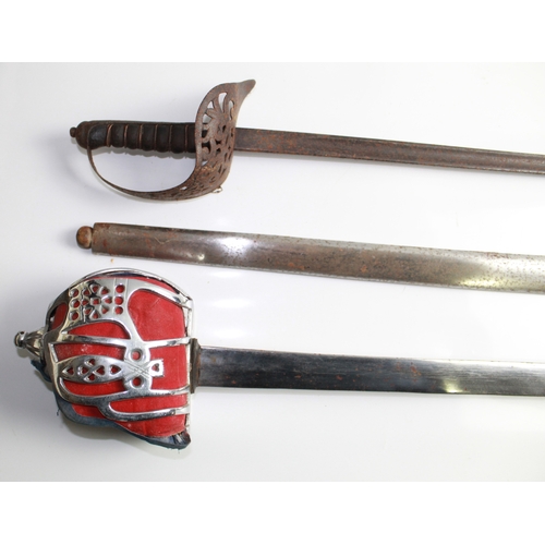 601 - 1897 Infantry Officers Sword, blade length 82cm. Scottish Basket Hilt sword. Blade length 85cm