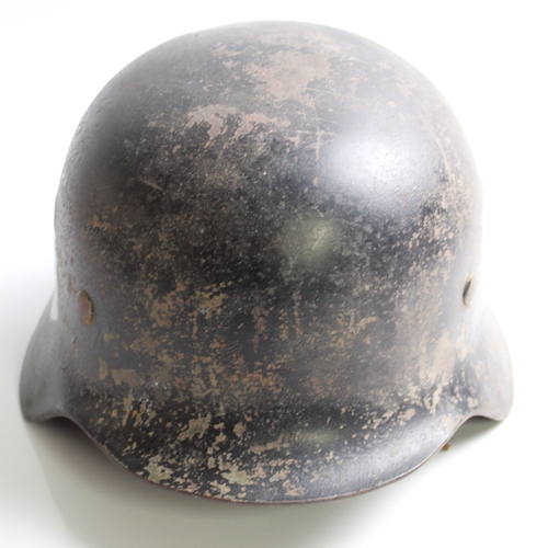 612 - WWII German Waffen SS double decal (Pixelated) M42 Helmet, with original liner and chin strap.  Hand... 