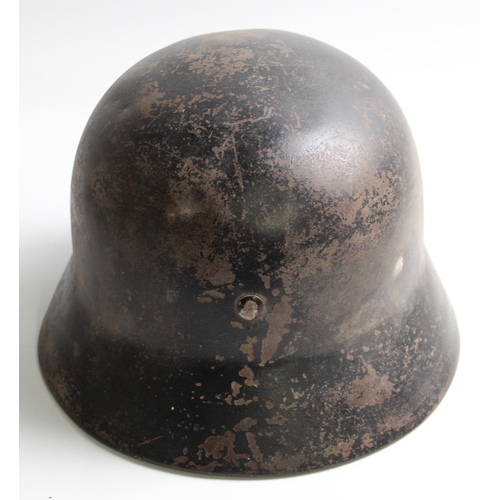 612 - WWII German Waffen SS double decal (Pixelated) M42 Helmet, with original liner and chin strap.  Hand... 