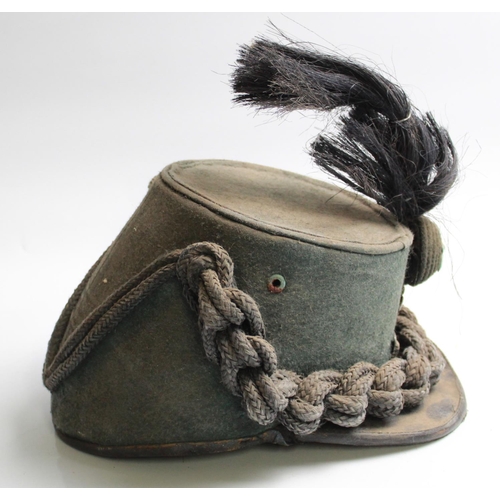 614A - Cameronians Scottish Rifles Shako with entwined cord decoration black plum and regiment badge