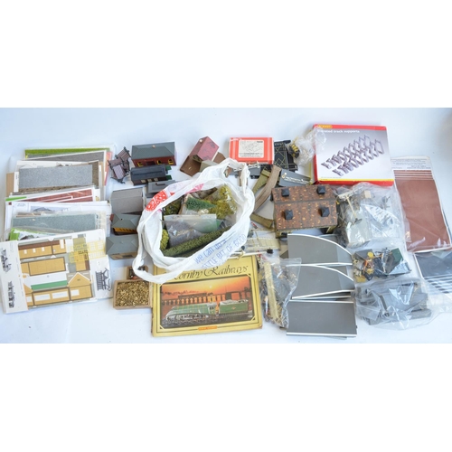 312 - Extensive collection of OO/HO gauge model railway scenic accessories to include unbuilt card buildin... 