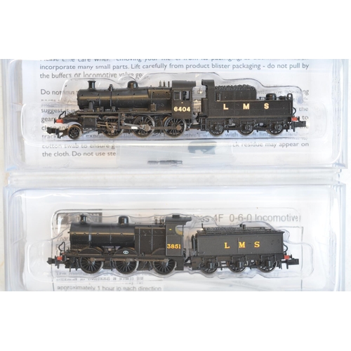 321 - Seven N gauge LMS black liveried electric steam locomotive models to include Hornby Minitrix N202 2-... 