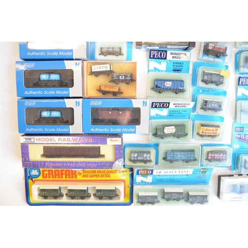 327 - Collection of N gauge rolling stock models from Graham Farish, Peco and Dapol. Contents condition va... 