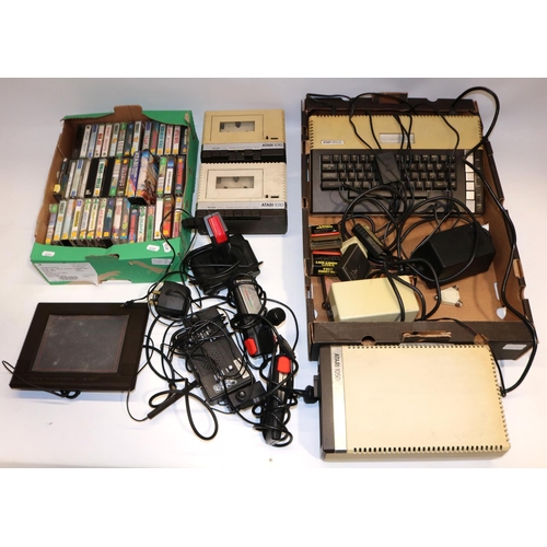 375 - Group of Atari computer equipment, incl. an 800XL computer, 1010 floppy disc drive, CX77 touch table... 