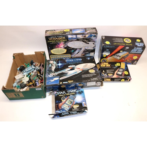 343 - Collection of c1990s Star Trek playsets etc., comprising a Starship Voyager NCC-74656, Galileo Shutt... 