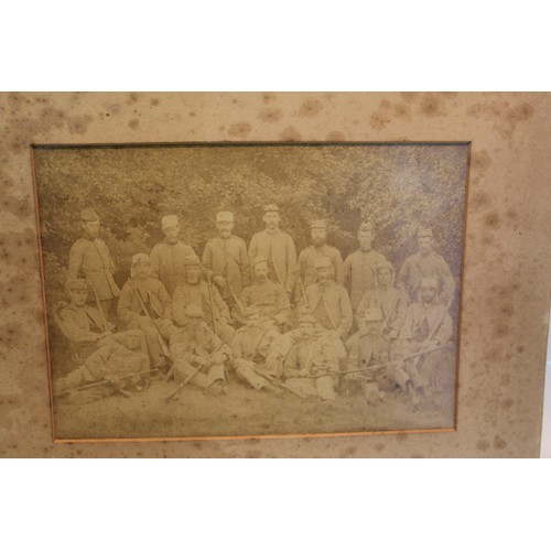 628 - Early Monochrome photograph of an irregular militia group. With various styles of uniforms and hats ... 