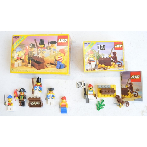 335 - Six vintage boxed Lego Pirates sets to include 6276 Eldorado Fortress, 6257 Pirate Raft, 6235, 6245,... 