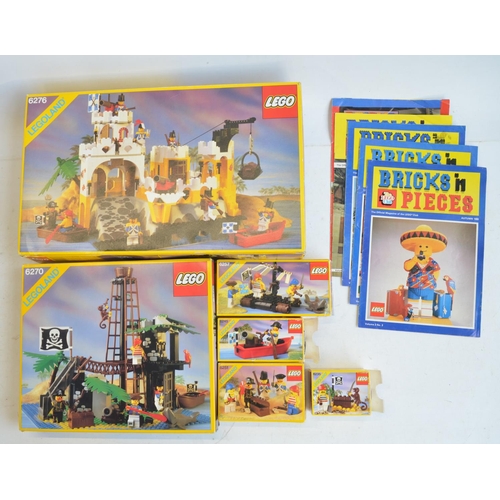 335 - Six vintage boxed Lego Pirates sets to include 6276 Eldorado Fortress, 6257 Pirate Raft, 6235, 6245,... 