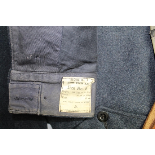 618 - R.A.F. Flying Officers Battle Dress, blouse, trousers and button braces dated 1949. Size 5ft 10