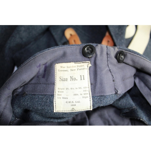 618 - R.A.F. Flying Officers Battle Dress, blouse, trousers and button braces dated 1949. Size 5ft 10