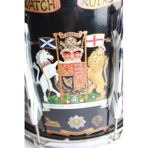 623 - 1st Battalion The Black Watch Royal Highland Regiment Side Drum, Royal Arms flanked by Battle Honour... 