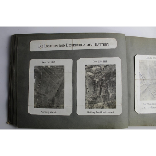 626 - Album of photographs and magazine cuttings depicting military life during WWI, portraits of soldier ... 