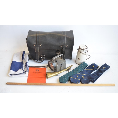 465 - Collection of railway related items to include a black leather drivers case, 3 ties (including Inter... 