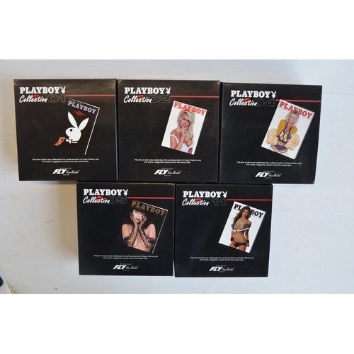 180 - Five as new Fly Car Models Playboy Collection 1/32 scale slot cars to include 01, 02, 04, 05 and 11