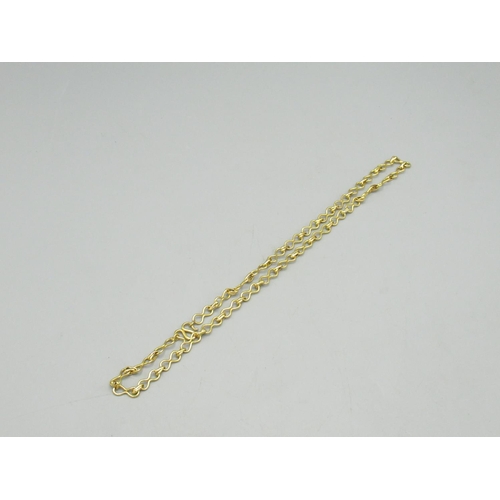 186 - Yellow metal fancy link necklace, stamped 22c, L50cm, 27.0g