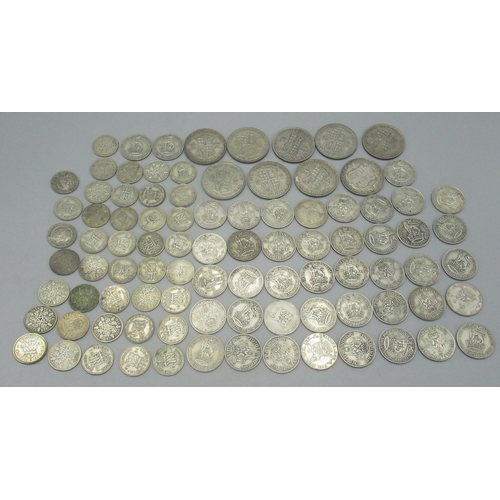 194 - Collection of Pre-1947 Half-Crowns, Shillings and Six Pences 15.27ozt