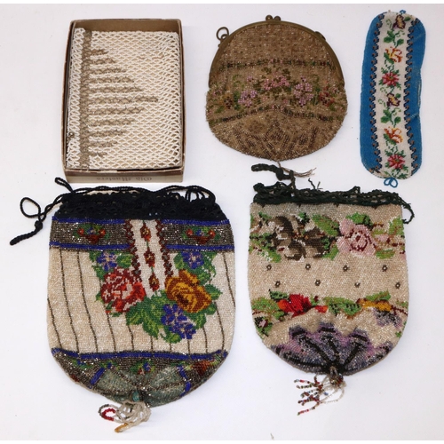 146 - Collection of early 20th century and later beaded ladies bags incl. two drawstring bags, and a beade... 