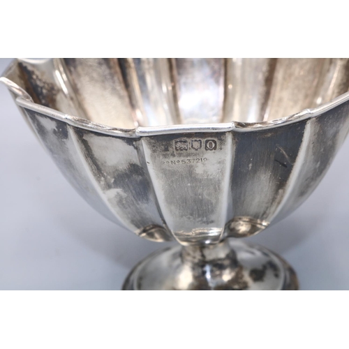 150 - Edwardian silver pedestal pewter bowl with scalloped edges, London, 1909, Mappin & Webb, H10cm, D12.... 