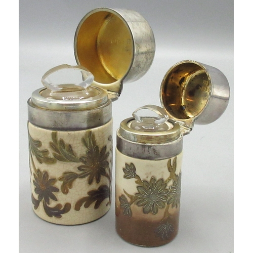 115 - Two Burslem ceramic and silver scent bottles, max. H8cm (2)