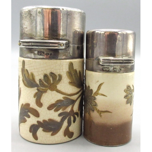 115 - Two Burslem ceramic and silver scent bottles, max. H8cm (2)