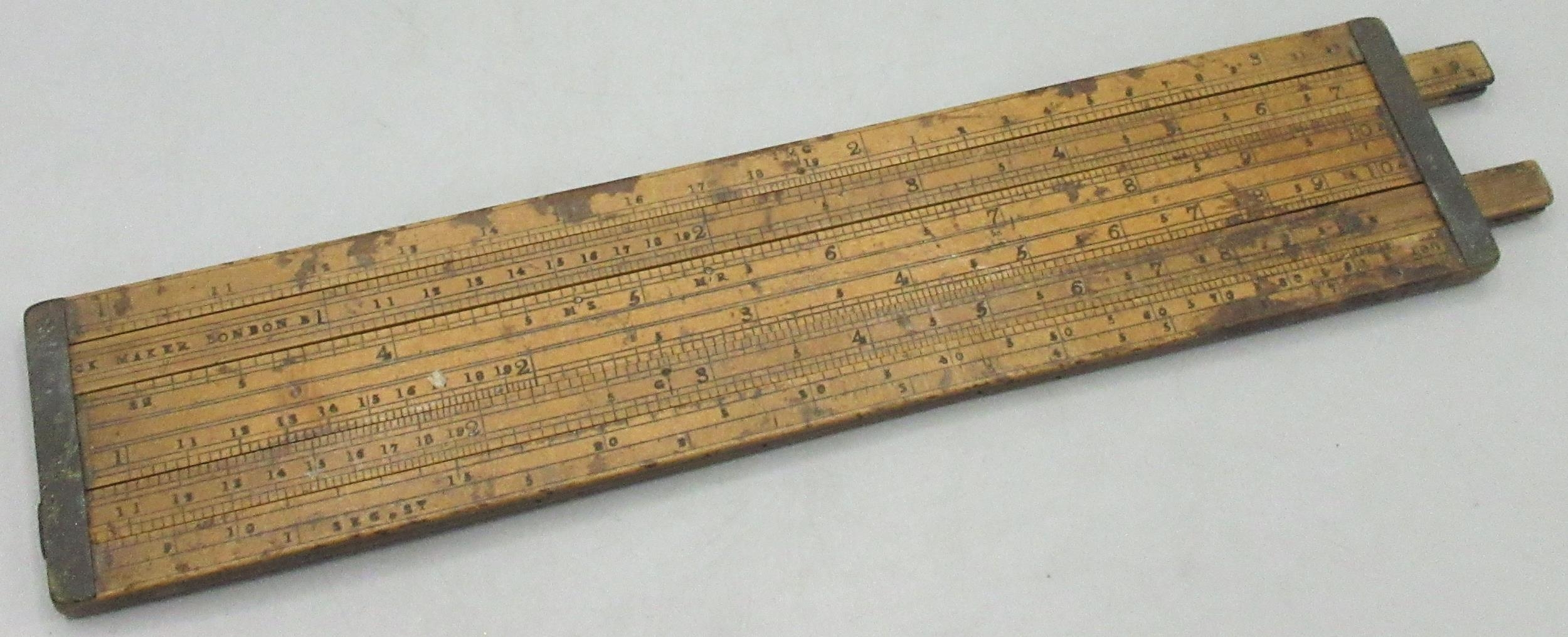 Boxwood wine and spirit trade alcohol slide rule, with two sliders to ...