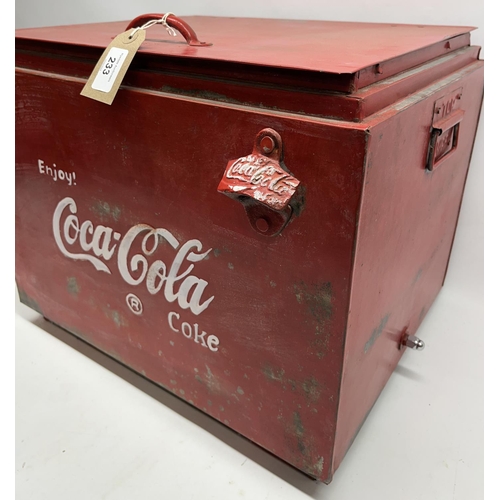 233 - Coca-Cola branded red painted ice box, H37cm