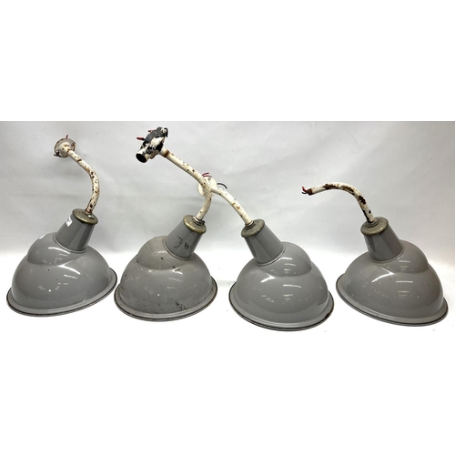 281 - Four Benjamin Type X grey enamel industrial light fittings, D33cm