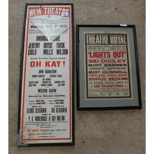 1080 - Pair of framed Theatre posters from the New Theatre Kingston-Upon-Hull starring Amanda Barrie, Jerem... 