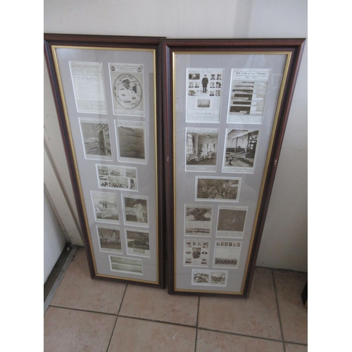 1085 - Pair of Titanic interest framed pictures, facsimilie studies from the Sphere magazine, 94cm x 28cm (... 