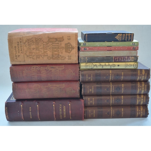 1090 - Collection of vintage books to include Burke's Landed Gentry Vols 1 and 2 1898, Burke's Peerage, Bar... 