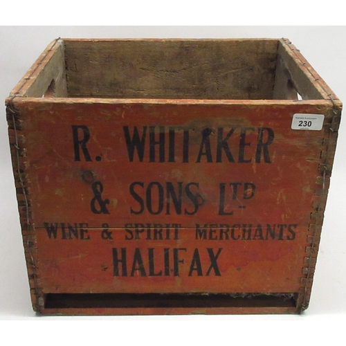 230 - Breweriana - wooden bottle crate for R. Whitaker & Sons Ltd. Wine & Spirit Merchants Halifax, H34.5c... 