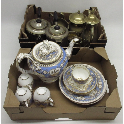 284 - Collection of ceramics incl. meat plates, two stoneware flagons, silver plated trays, oil lamps, etc... 