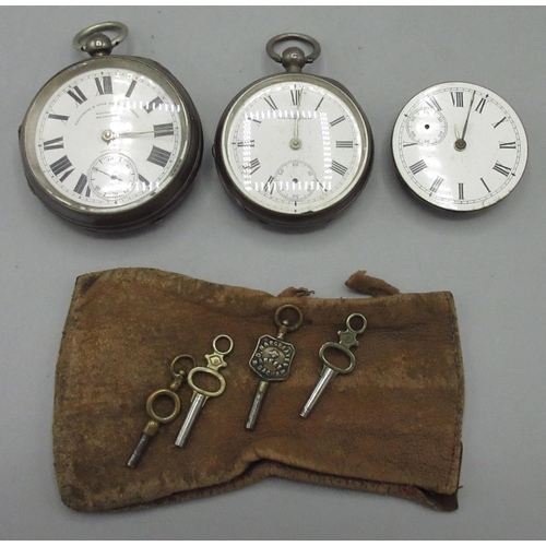 68 - Waltham for Fattorini & Son silver key wound and set pocket watch, signed white enamel Roman dial wi... 