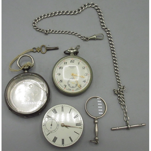 87 - Home Watch Co., Victorian silver key wound pocket watch, signed full plate movement no. 955782, Ches... 