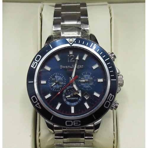 92 - Boxed Swan & Edgar Sports Calendar stainless steel automatic wristwatch with date, with original tag... 