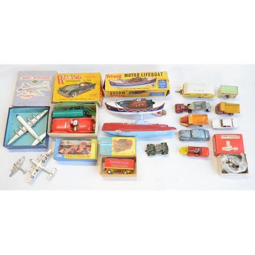 25 - Collection of vintage toys to include boxed Dinky Bristol Britannia (missing props), Tri-ang clockwo... 