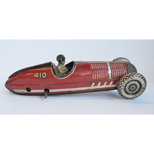 7 - Collection of vintage car models to include a Marx tinplate clockwork Super 410 tinplate car (missin... 