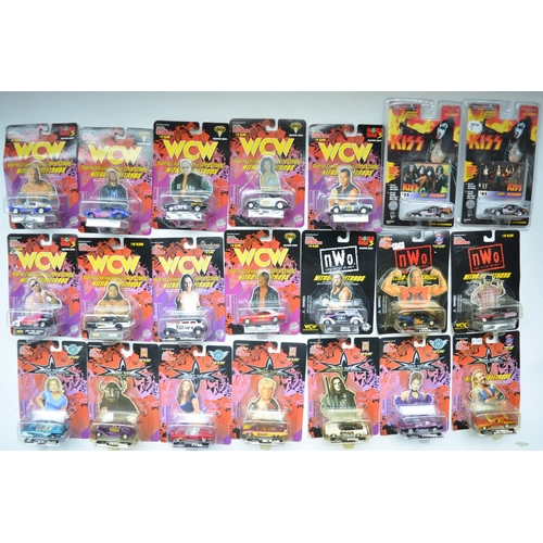 1193 - Collection of 19 Racing Champions World Championship Wrestling personalised diecast car models, 2 Pl... 