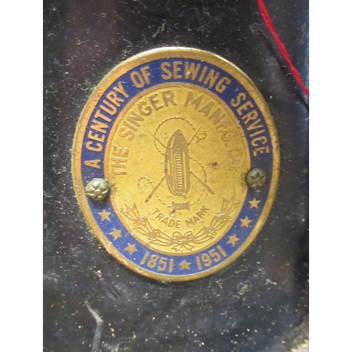 349 - Singer Sewing machine with 1951 centenary plaque in original case, EG355878