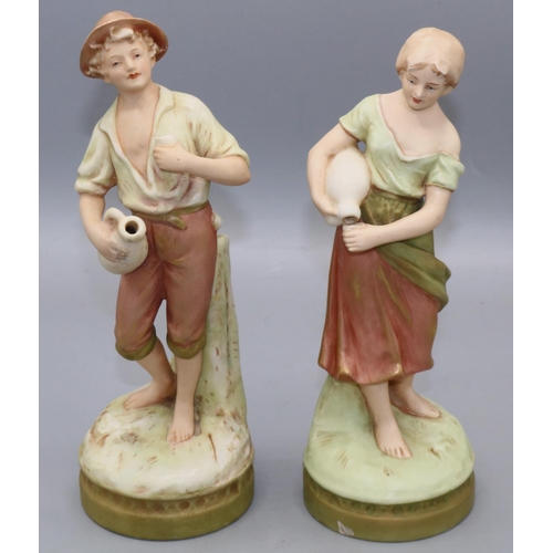 175 - Pair of small Royal Dux water carrier figures, shapes 2223 and 2224, max. H22cm (2)