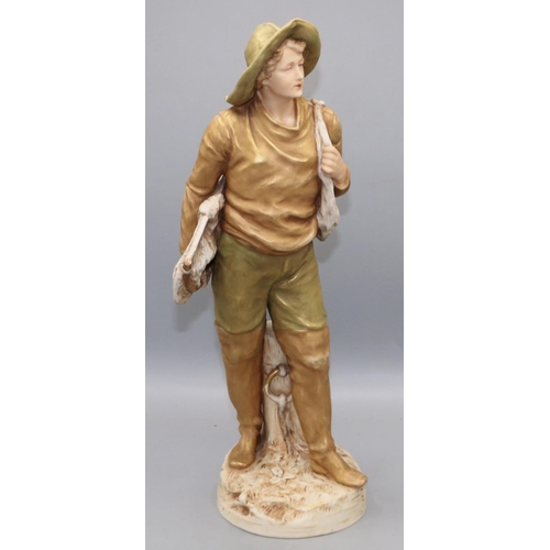 177 - Large Royal Dux figure of a fisherman, shape 1832, H38cm