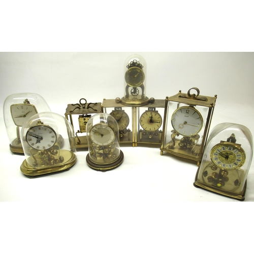 222 - Kundo C20th brass four glass 400 day suspension timepiece H23cm eight other similar clocks by Kern, ... 