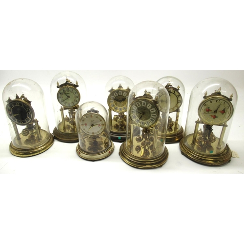 224 - Kundo C20th brass 400 day suspension timepiece under glass dome H23cm, other similar clocks Secura, ... 