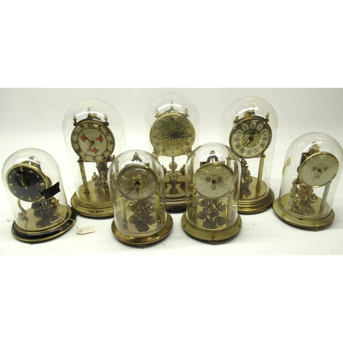 226 - Kundo C20th brass 400 day suspension timepiece under glass dome H23cm, other similar clocks Bentima,... 