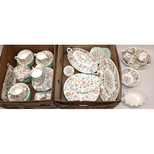 239 - Minton Haddon Hall extensive tea and dinner service, including dinner plates, tureen, teacups, tea p... 