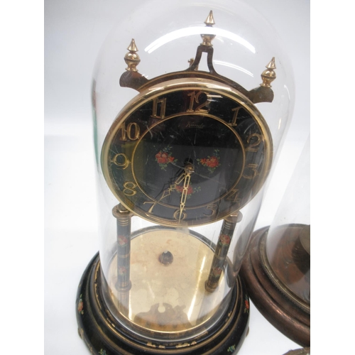 293 - Early C20th brass 400 day suspension timepiece, enamel Arabic dial under glass dome H30cm, other 400... 