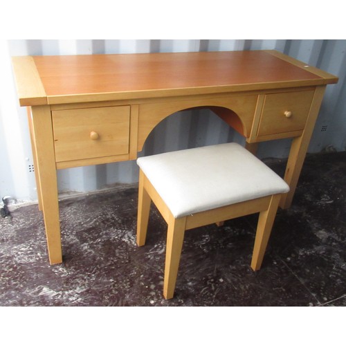 1054 - Suite of modern light wood bedroom furniture comprising of kneehole dressing table, chest of two sho... 